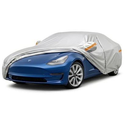 6 Layer Heavy Duty Car Cover Custom Fit for Tesla Model 3 with Charging Port Flap, Waterproof All Weather Car Tarp Outdoor Protection with Cotton Lining - size: Tesla Model 3
