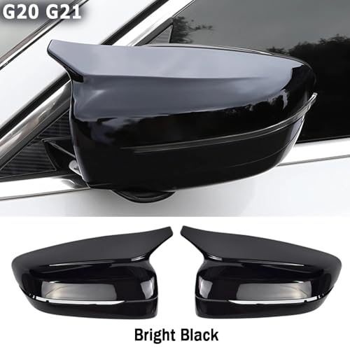 AJHLJ® Black Rearview Mirror Cover Side Mirror Covers Caps for BMW 3 4 5 7 8 Series G20 G21 G22 G23 G26 G30 G31 G11 G12 G14 G15 G16 2017-2021 (Glossy Black) - color: Glossy Black