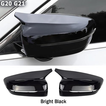 AJHLJ® Black Rearview Mirror Cover Side Mirror Covers Caps for BMW 3 4 5 7 8 Series G20 G21 G22 G23 G26 G30 G31 G11 G12 G14 G15 G16 2017-2021 (Glossy Black) - color: Glossy Black