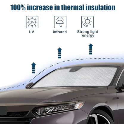 6 Layers Custom Fit Windshield Sun Shade for 2017-2022 Honda Accord, Foldable Car Sunshade with Storage Bag, Heat Reflective & UV Protection - size: 2017-2022 Honda Accord