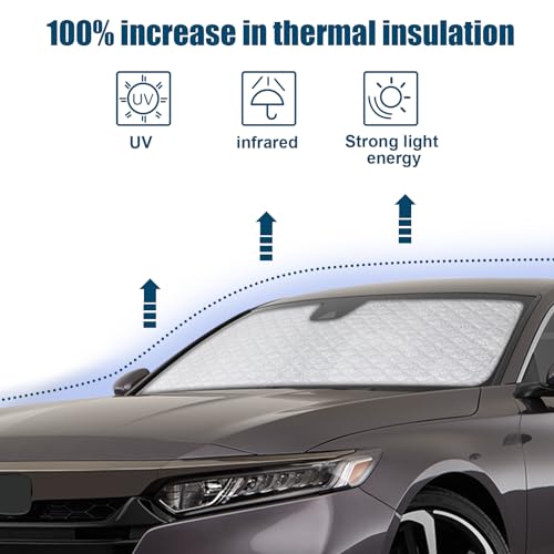 6 Layers Custom Fit Windshield Sun Shade for 2017-2022 Honda Accord, Foldable Car Sunshade with Storage Bag, Heat Reflective & UV Protection - size: 2017-2022 Honda Accord