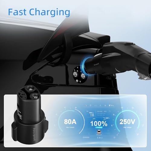 FOCSPROD J1772 to Tesla Charger Adapter, Max 80A 250V Fast Charging J1772 to NACS Adapter for Tesla Model 3/Y/X/S/Cybertruck Charging Adapter, Compatible with J1772 EV Charge to Tesla Adapter -UL 2252 - size: For Tesla Evs