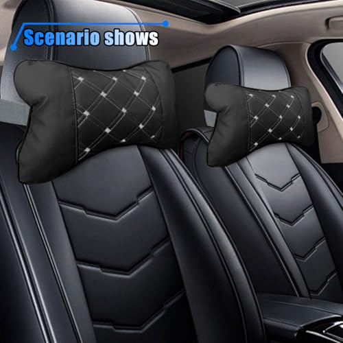 BDZMC 2PCS Car Neck Pillow, Breathable Car Head Neck Rest Cushion, Soft Pillow for Relieving Stiffness, Comfort Car Seat Neck Support Pillow (Black/White) - color: Black/White