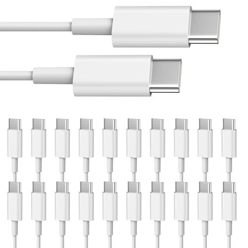 Smays USB C to USB C Cable 20-Pack Bulk, 3ft Type C Charging and Data Cord Multipack White - color: White, size: 3 Feet