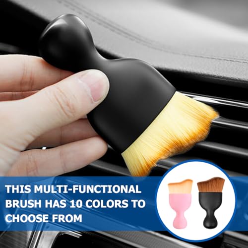 Osilly Car Detailing Brush, Auto Interior Soft Bristles Curved Cleaning Brush, Dust Collectors Dirt Removal Tool for Car Dashboard, Air Conditioner Vents, Leather, Computer, Scratch Free (White/Pink) - color: White/Pink