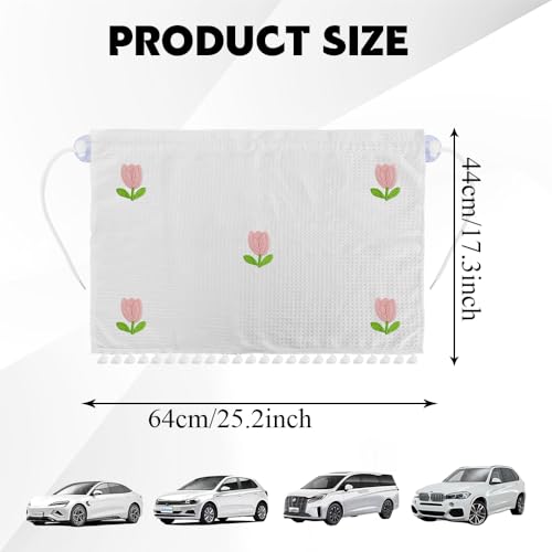 Car Side Window Sun Shade Privacy Curtain for Baby, Suction Cup Window Shade, 25"x18" Car Cartoon Sunshade Protector Heat Blocker Cover, Privacy Curtain for Kids Women (Five Tulips) - color: Five Tulips