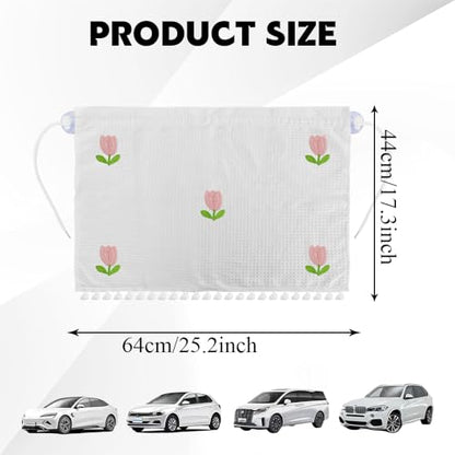 Car Side Window Sun Shade Privacy Curtain for Baby, Suction Cup Window Shade, 25"x18" Car Cartoon Sunshade Protector Heat Blocker Cover, Privacy Curtain for Kids Women (Five Tulips) - color: Five Tulips