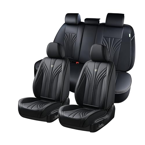 FLORICH Car Seat Covers Full Set, Leather Seat Covers, Luxury 5 Seats Universal Black Seat Covers for Cars, Waterproof Seat Protectors, Leatherette Automotive Vehicle Cover for Cars SUV Pick-up Truck - color: Black, size: Full set