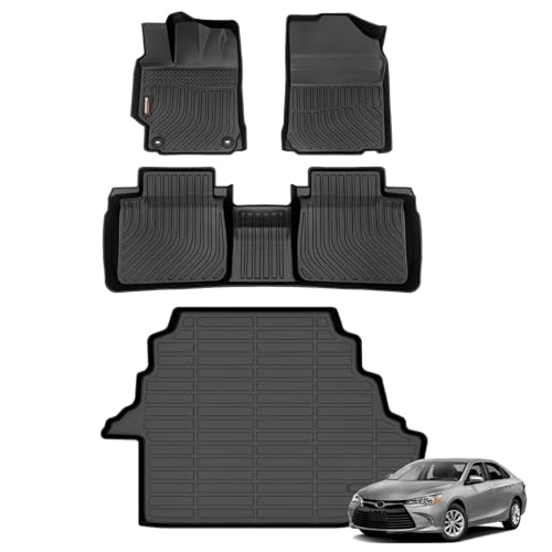 Binmotor-Floor Mats & Cargo Liner for Toyota Camry 2007-2011, TPE All Weather Car Accessories Mats Camry Custom Fit Liners Trunk Waterproof, Nonslip - style: 8) Car Mats for Toyota Camry (2007-2011)