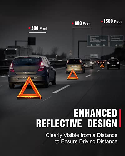 SAFEMATE 3 Pack Warning Triangle DOT Approved, Foldable Emergency Safety Reflective Triangles for Roadside Vehicles Breakdown with Carrying Case - size: 3 PCS
