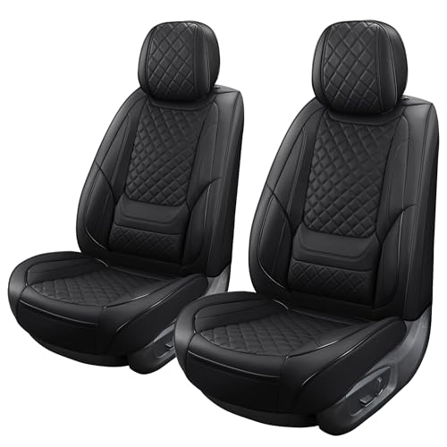 Leather Front Seat Covers for Cars Breathable Seat Covers Waterproof Seat Protectors Universal Fit for Most Automotive Cars SUV Trucks Van (Black, Front Pair) - color: Black4, size: Front Pair
