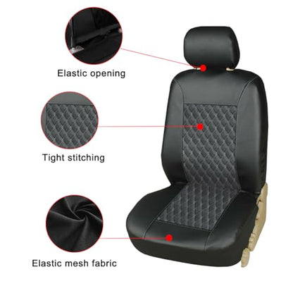 Mandark 4PCS Car Seat Cover, PU Leather Vehicle Seat Protector Full Sets, Waterproof Automotive Front Seats and Rear Bench Protection Guard Accessories, Universal for SUV, Truck, RV (Black) - color: Black