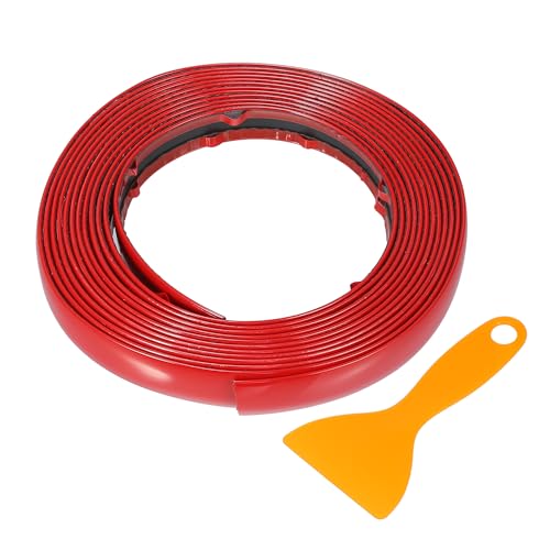 Window Trim Strip Kit 7/10" 18mm Width 16Ft 5m Universal for Exterior Car Bumper Door Body Self Adhesive Scratch-Proof Decorative Sticker Plastic Gloss Red - color: Red, size: 18mm