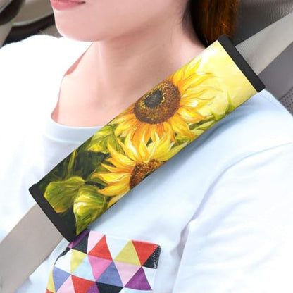 Seat Belt Cover Pads Sunflowers Oil Painting Car Seat Belt Covers for Women Men Adults Kids Soft Comfortable Auto Seatbelt Cushion Shoulder Strap Pad Handle Wraps, 1 Pair - color: Sunflowers Oil Painting