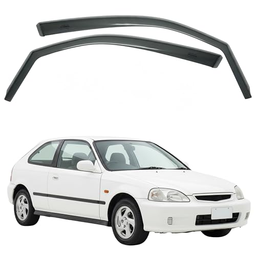 in-Channel Car Window Rain Guard Compatible with Honda Civic K8 3-Door 2-Door (1996-2001) 2pcs, Taiwan Made Precise & Transparent Car Wind Deflectors No Water Leakage Visors - size: Civic K8 3-Door 2-Door (1996-2001) 2pcs