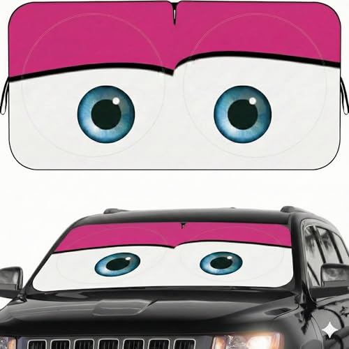 eygeufg Windshield Shade, Car Sun Shade for Front Windshield (Pink, Large) - color: Cute Pink Eyes, size: Medium