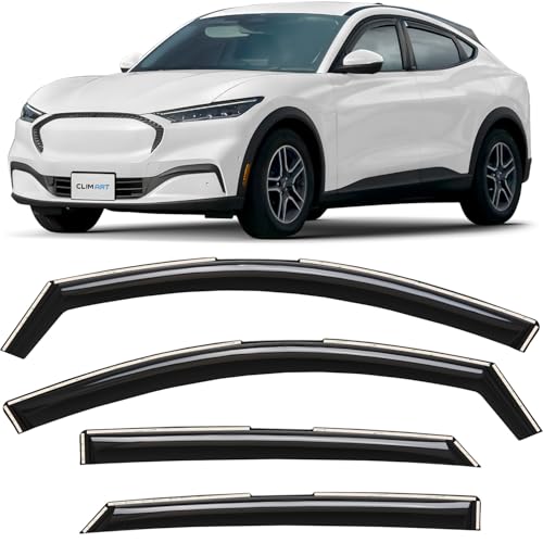 CLIM ART in-Channel Incredibly Durable Rain Guards for Ford Mustang Mach E 2021-2026, Original Window Deflectors, Vent Window Visors, Vent Deflector, 4 pcs. - 621487 - color: For Mustang Mach E 21-26