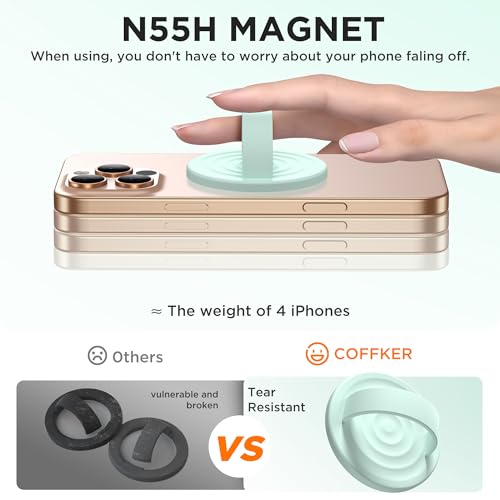 Magnetic Phone Grip Ring Holder, Liquid Silicone Magnet Cell Phone Grip Finger Loop, Compatible with Magsafe, Back of Phone for iPhone 17/16/15/14/13/12 Series, Mint Green - color: Mint Green