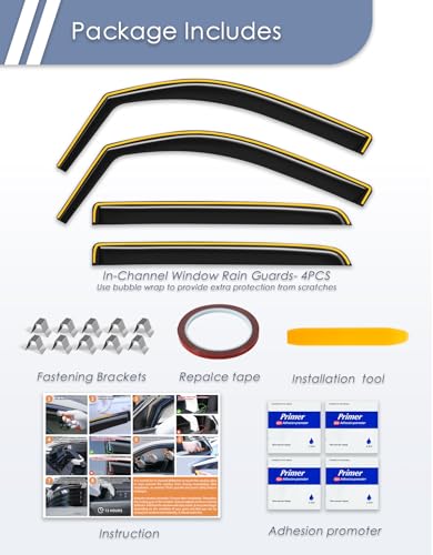 in-Channel Window Rain Guard for Dodge RAM 1500 (New Body Style Includes TRX) 2019-2026 Crew Cab Rain Guards Side Truck Window Visors Low Profile Vent Visor Window Deflectors Vent Shades - size: 2019-2026 Dodge RAM 1500 Crew Cab