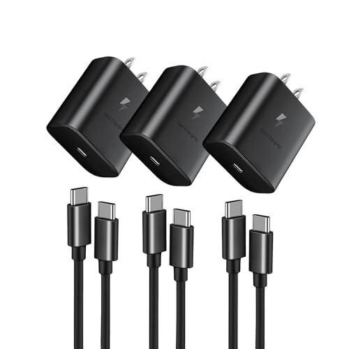 45W Fast Charger, USB C Port Adapter, wall-Mounted Cube Charging Block.Type-c Mobile Phone Charger with C to C Cable is Suitable for Samsung S25/S24/S23/S22/S21, Galaxy, and More. - color: black, size: 6ft
