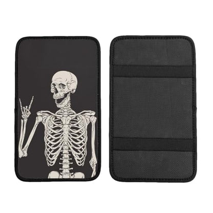 Rock Skull Auto Center Console Cover Universal Car Armrest Pad Waterproof Women Men Automotive Interior Accessories for Most Vehicle SUV - color: Rock Skull