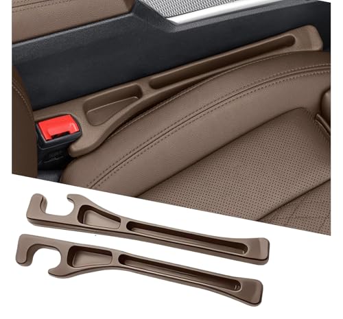 EnzeroTools Car Seat Gap Filler, 2-Pack No-Drop Seat Side Gap Seam Filler Organizer with Phone Holder, Universal Fit Fill The Gap Between Seat & Console, Perfect for Car, SUV, Truck - color: Brown