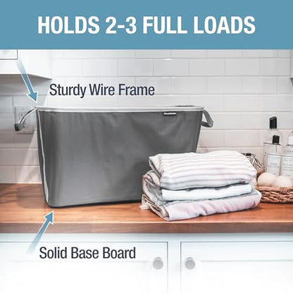 CleverMade Collapsible Laundry Basket 2 Pack – 60L (16 Gal) Foldable Clothes Hamper with Reinforced Handles, Space Saving Fabric Laundry Bin, Holds 55 lbs, Flat Folding for Dorm, Apartment & RV - Charcoal - color: Charcoal Gray