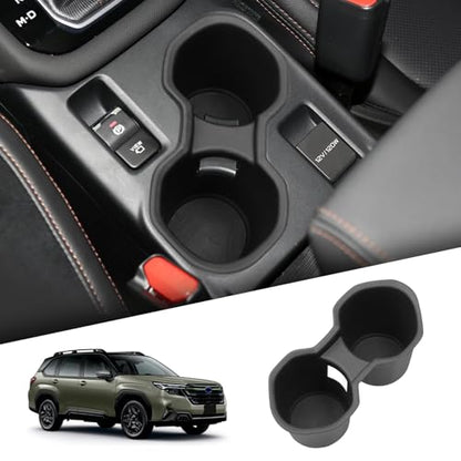 smabee Center Console Cup Holder for Subaru Forester 2025 2026 TPE Drinks Holder Box Organizer Car Interior Accessories Black - size: Center Console Cup Holder Insert