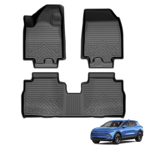 Powerty Floor Mats for 2024-2025 2026 Chevrolet Chevy Equinox EV Accessories (Non Fuel), All Weather Protection Anti-Slip and Waterproof Car Floor Liners for Equinox EV 3PCS - size: 2)Chevy Equinox EV｜24-26｜1st & 2nd Row