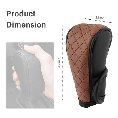 Stacool Leather Gear Shift Cover Diamond Embroidery Design,Durable Shift Knob Cover for Shift Lever Protection,Universal Car Gear Shift Cover Car Accessory Suitable for Cars,Trucks,SUVs (Black/Brown) - color: Black/Brown