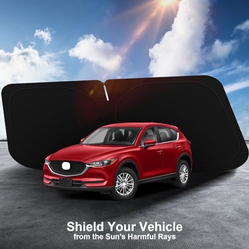 Car Windshield Sun Shade Compatible with 2017-2023 2024 2025 2026 Mazda CX-5 CX5 Accessories Sport, Touring, Grand Touring, 4 Door Crossover Foldable Sunshade Custom Windshield Sun Visor - size: For 2017-2026 Mazda Cx-5