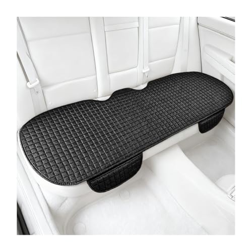 Car Back Seat Cover, Long Bottom Vehicle Rear Seat Protector with Storage Pockets, Breathable Linen Automotive Backseat Bench Cushion Pad Accessories, Universal for SUV Trucks (Black) - color: Black