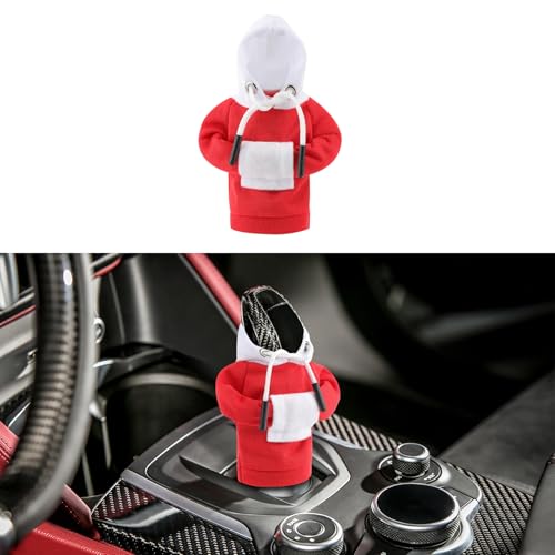 Universal Gear Shift Cover - 4.76Inch Funny Shifter Hoodie, Car Shifter Stick Protector Decoration for Most Car Gear Shift Levers - color: Red White, size: 1 Piece