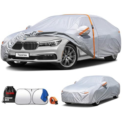 Car Cover Waterproof All-Weather,Heavy-Duty Outdoor Full Exterior Automobiles Sedan/Coupe (Length 204-208 inch) with Windshield Sun Shade Universal Fit Lexus ES350, Tesla Model S,BMW 740i etc - size: Fit Sedan Length 204-208 inch(3XXL)