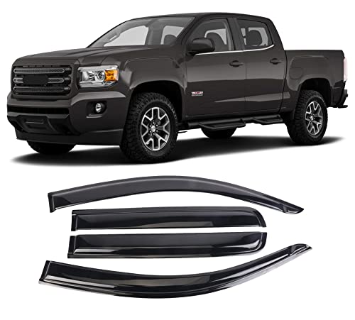 Window Visors Rain Guards Deflector 4 Piece Set for 2015-2022 Chevrolet Chevy Colorado & GMC Canyon Crew Cab 94995 - size: 2015-2022 Chevrolet Chevy Colorado & GMC Canyon