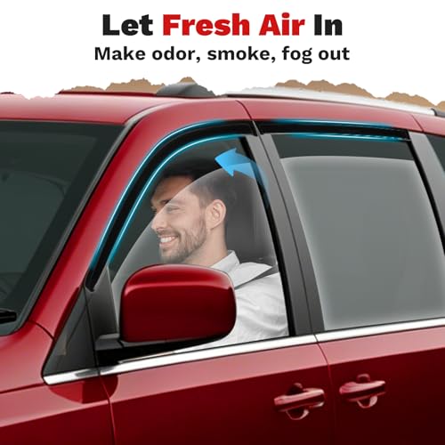 Canvcle Window Visors Rain Guards for 2008-2020 Dodge Grand Caravan/2008-2016 Chrysler Town & Country Accessories, Outside-Mount Tape-On Side Window Wind Deflectors Vent Visors Shades Rainproof 4PCS - size: Dodge Grand Caravan 2008-2020