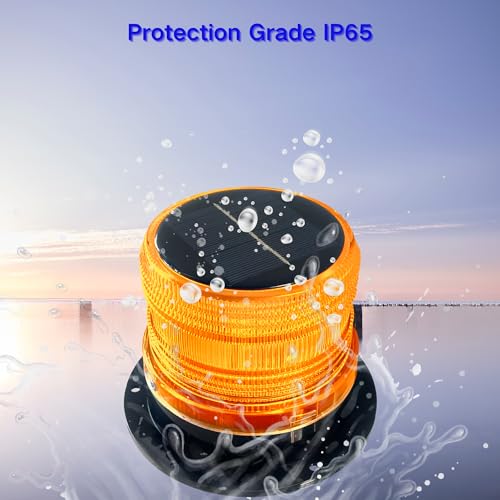 Solar Warning Beacon Light, Yellow Magnetic LED Signal Light with 4 Flashing Modes, IP65 Waterproof, Ideal for Forklifts, Trucks, Roadside Assistance, Boat, Yacht, Hazard Warning Buoys - color: Yellow light