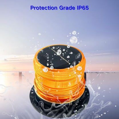 Solar Warning Beacon Light, Yellow Magnetic LED Signal Light with 4 Flashing Modes, IP65 Waterproof, Ideal for Forklifts, Trucks, Roadside Assistance, Boat, Yacht, Hazard Warning Buoys - color: Yellow light