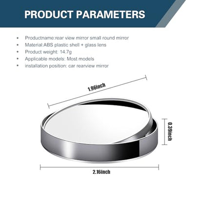 2 PCS Car Blind Spot Mirror, HD 360-degree Adjustable Angle Auxiliary Parts, Self-adhesive Wide-angle Small Round Mirror with Anti-collision Frame, for Most Cars Trucks (Black)