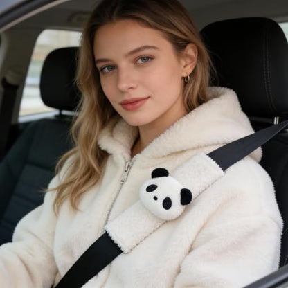 2 PCS Seat Belt Cover Pad, Cute Kawaii Animal Panda Seatbelt Covers for Kids and Adults, Winter Plush Fluffy Soft Seat Belt Cover, Cartoon Seatbelt Cushion,Car Seat Strap Pads (G-Panda) - color: G-Panda