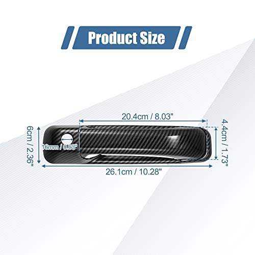 X AUTOHAUX 8pcs ABS Exterior Side Door Handle Cover Trim for Ram 1500 2500 3500 2010-2018 Black Carbon Fiber Pattern Outer Door Handle Cover Decoration