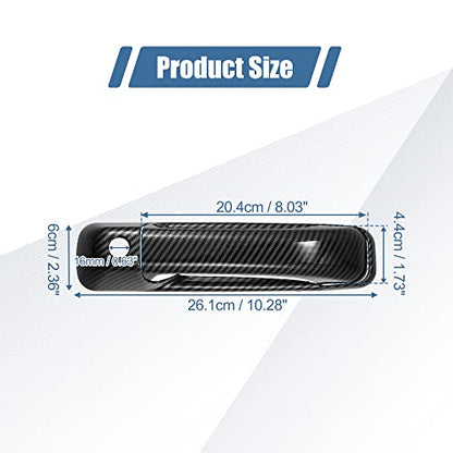 X AUTOHAUX 8pcs ABS Exterior Side Door Handle Cover Trim for Ram 1500 2500 3500 2010-2018 Black Carbon Fiber Pattern Outer Door Handle Cover Decoration