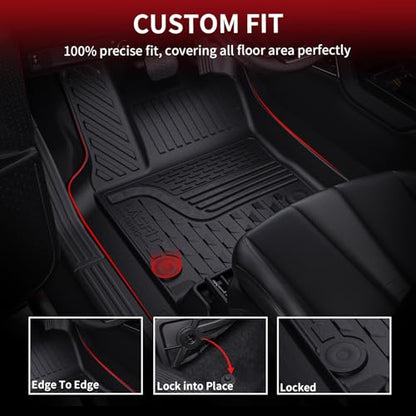 LASFIT Floor Mats 2025 2026 for Ram 1500 Crew Cab Without Rear Under-Seat Factory Storage Bucket Seat (Not for Quad Cab), All Weather TPE Custom Fit Car Mats Floor Liners 1st & 2nd Row, Black - style: 1) 1500 | 2025-2026 | Crew Cab w/o Storage Floor Mats