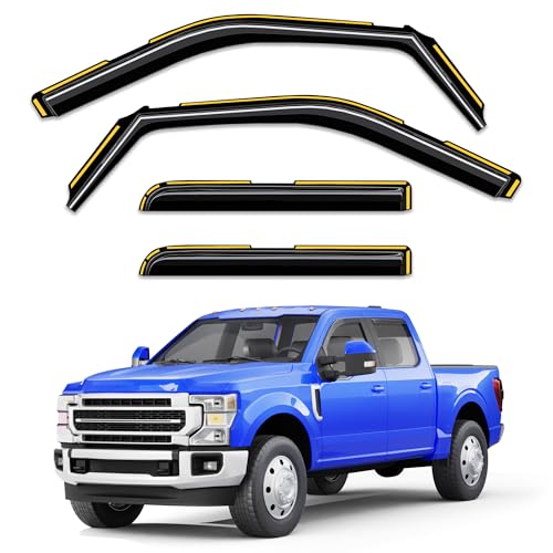 in-Channel Window Rain Guard Fit for 2015-2020 Ford F150 SuperCrew & Ford F250-F550 2017-2025 Truck,Window Rain Guards Visors Vent Visors Window Deflector Vent Shades Car Accessories - size: For 2015-2020 F150 SuperCrew/2017-2025 F250-F550