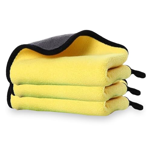 Microfiber Towels for Cars (Pack of 3) - Wash Rags with High GSM, Highly Absorbent, Soft & Lint-Free - Cleaning Rags Cloths for Car Wash Detailing Drying & Home Cleaning Supplies