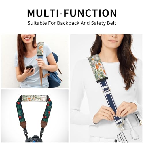 Seat Belt Cover Pad Wildflowers Flower Leaves Butterfly Soft Safety Car Automotive Seat Belt Pads Cushion Shoulder Strap Covers for Cars or Bags, 2 Pcs - color: Wildflowers Flower Leaves Butterfly