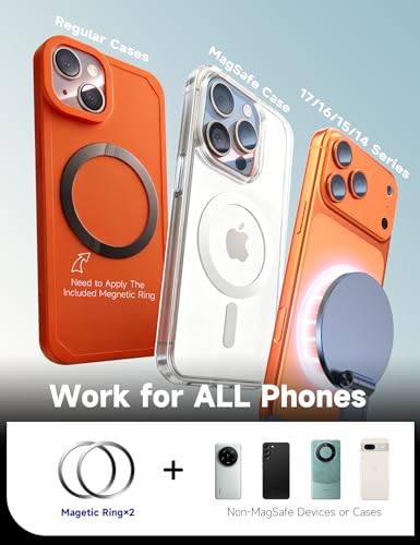 Vacuum Magnetic Phone Holders for Your Car [105+LBS Suction & 3800gf Magnetic] Magsafe Car Mount, 360° Adjustable Car Phone Holder Mount for Windshield/Mirror/Kitchen/Gym for iPhone & Android