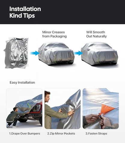 Wigoo Dodge Ram 2500 3500 Truck Car Cover Accessories, Custom Fit Waterproof All Weather Outdoor Pickup Cover, Windproof UV Rain Snow Dust Protection, Door Zipper, Reflective Strips, Breathable Design - size: for Dodge Ram 2500 3500