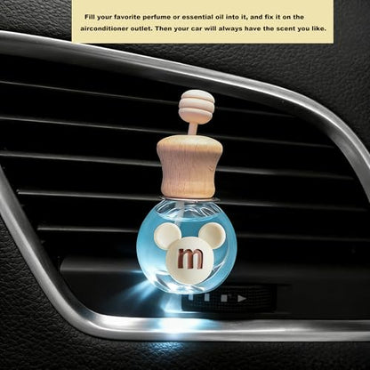 2 Pack Car Air Freshener Diffuser Bottle Refillable Empty Glass Perfume Bottle with Vent Clip, Drift Car Air Freshener Clip Essential Oil Diffuser for Car Oil Diffusers Interior Decor-A4 - size: Bear-A4 - 2PCS