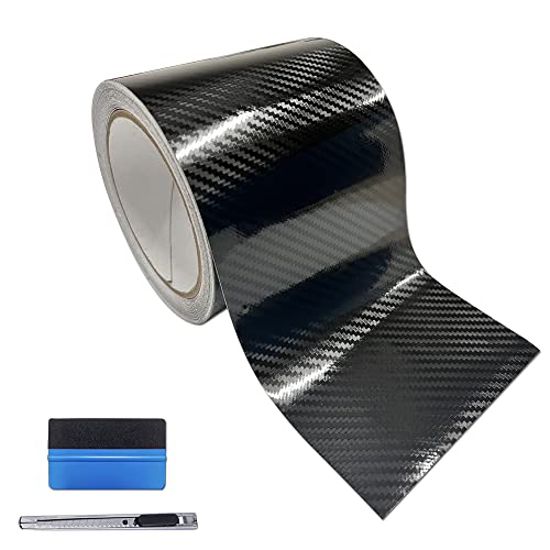 LZLRUN Free Tool Kit 5D High Gloss Carbon Fiber Vinyl Tap for Black Out Chrome Delete Window Trim Door Trim (3Inches x 30Feet) - color: 5d High Gloss Carbon Fiber, size: 3Inches x 30Feet